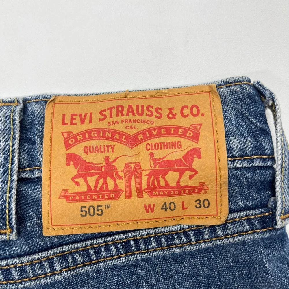 Levi's 505 Regular Fit Jeans Blue 40x30 Classic Denim Straight Leg Streetwear